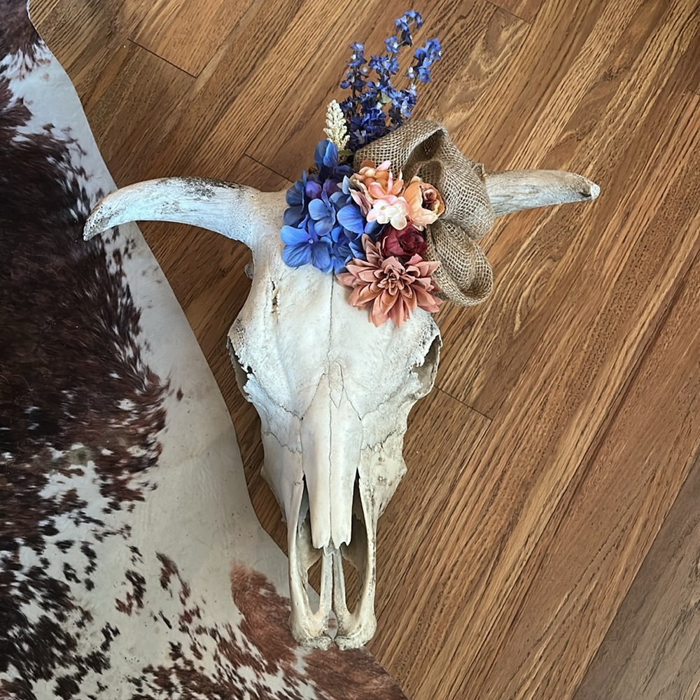 Rustic Floral Decor Skull - Natural Skull from Family Farm